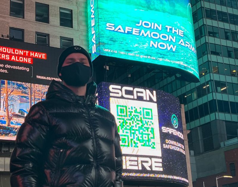 Safemoon CEO John Karony visits Times Square SFM Billboard