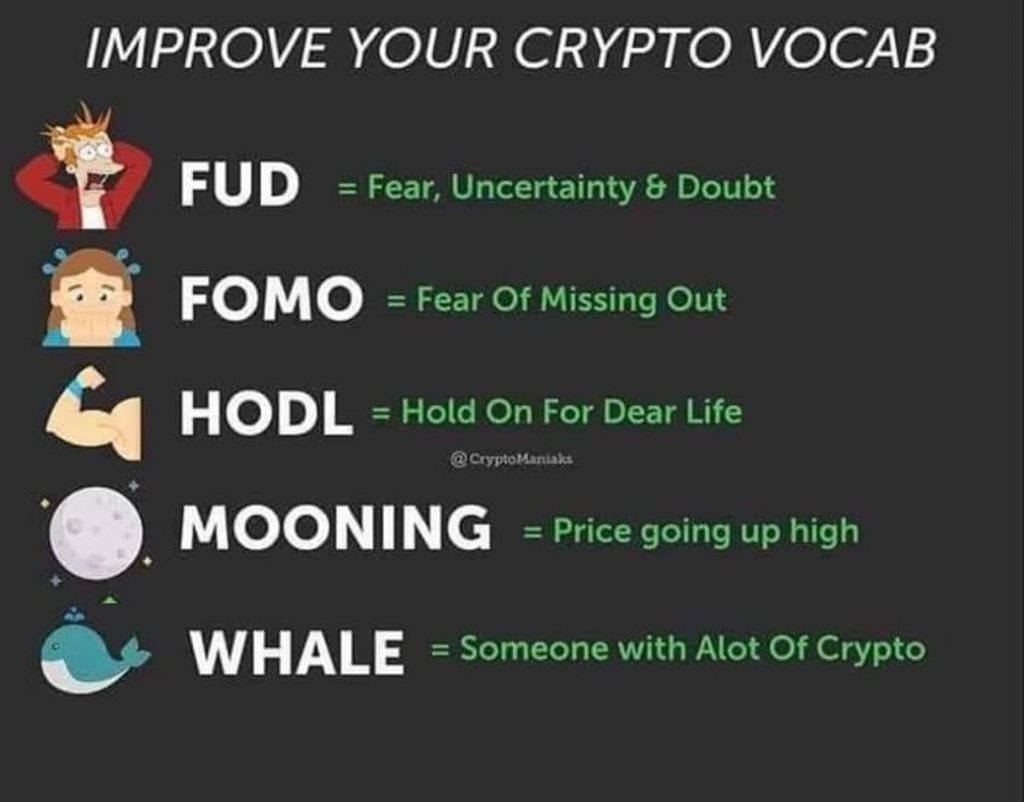 Cryptocurrency vocabulary jargons meaning