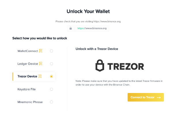 binance to trezor