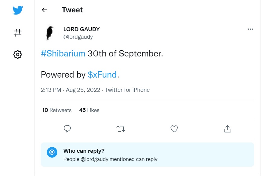 shibarium tweet release september 30