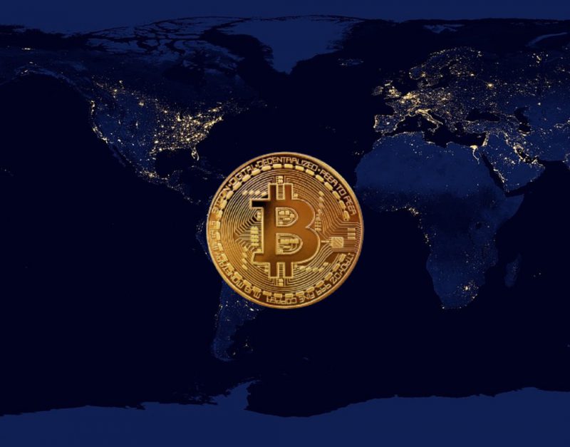 Bitcoin BTC World Globe Country