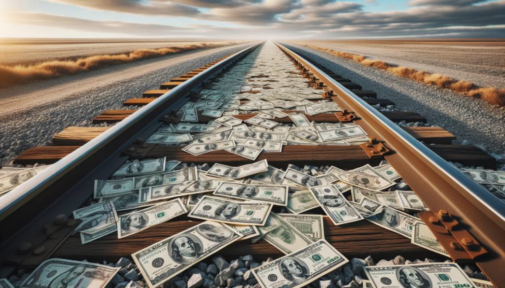اسکناس های دلار آمریکا راه آهن اسکناس های ارز USD