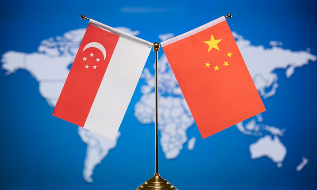 China Singapore BRICS flags