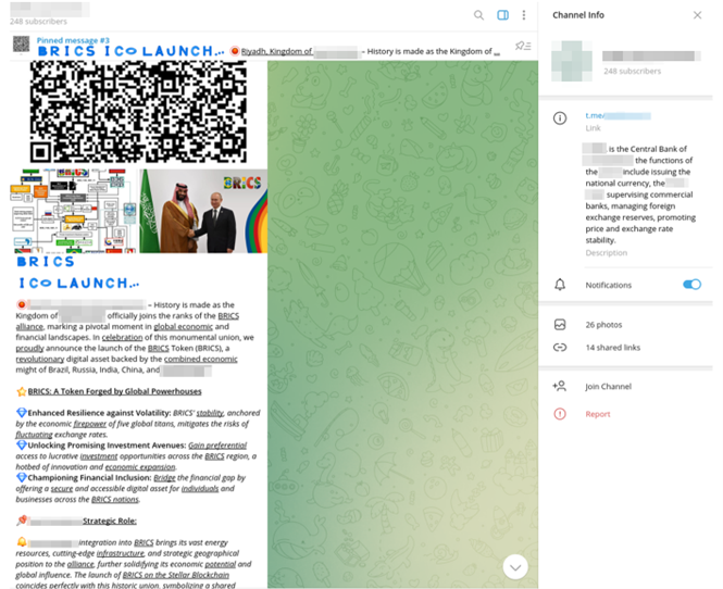 cryptocurrency counterfeiting fake brics coin telegram
