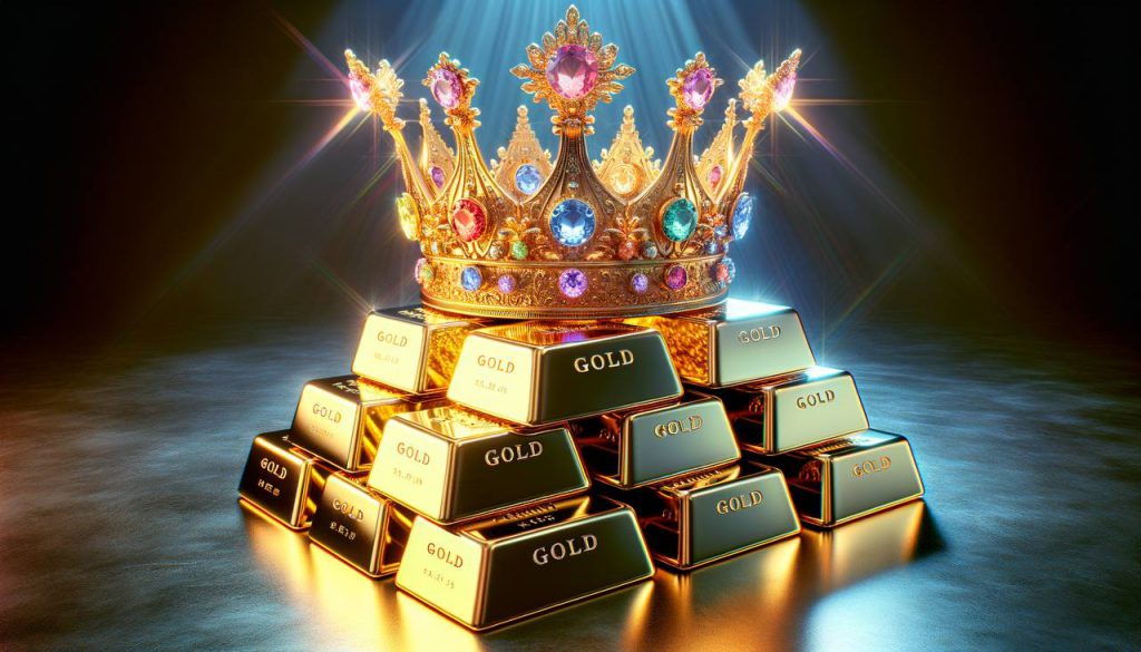 gold bars wearing a crown