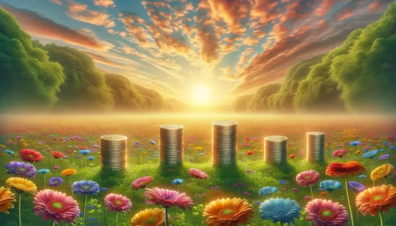 Coins in a garden