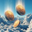 Three coins falling from the sky