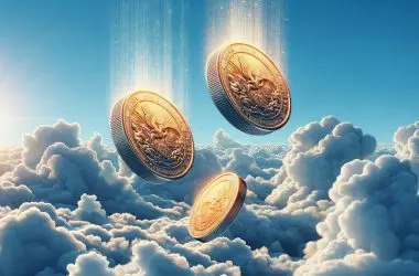 Three coins falling from the sky