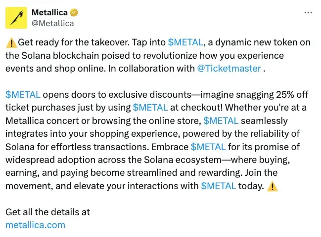 Metallica’s X Account Hacked In Crypto Scam