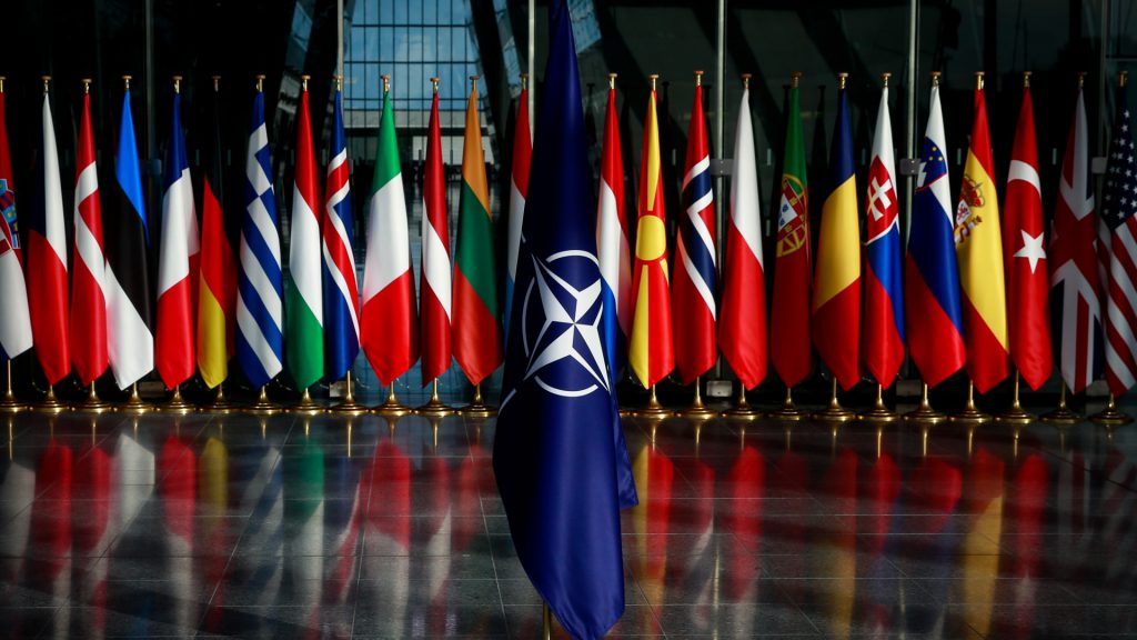 NATO member countries flags on display