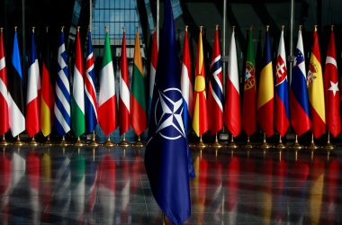 NATO member countries flags on display