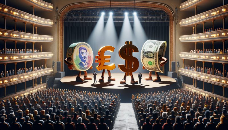 $ and other coins on stage