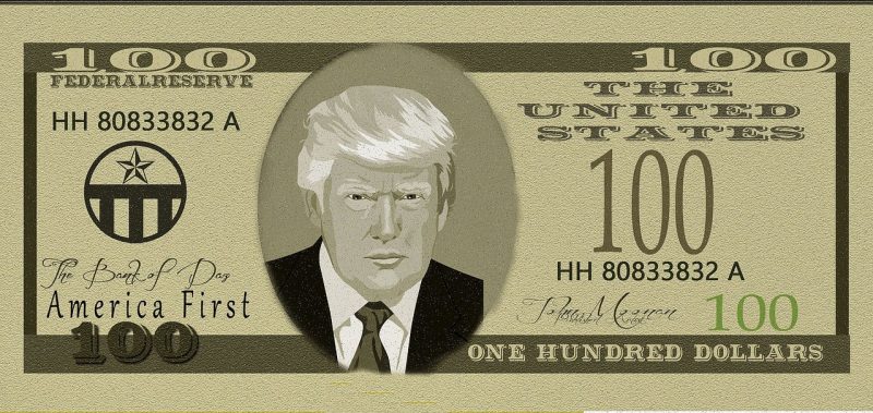 Donald trump on a dollar