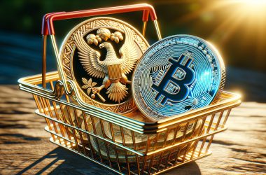crypto coin and gold in basket
