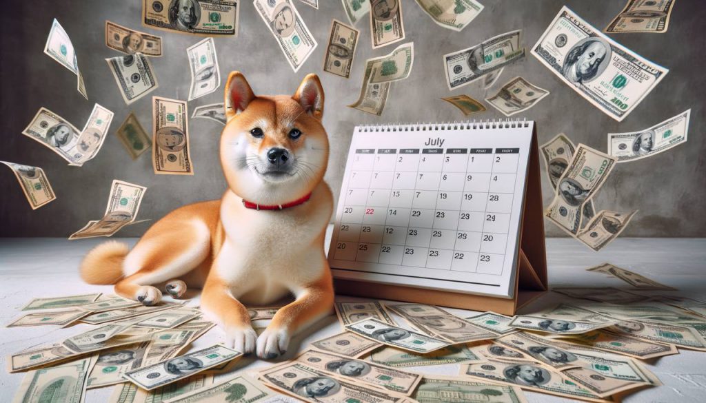 Shiba inu with lots of money