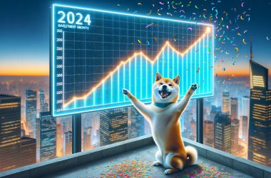 Shiba inu smiling with the year 2024 graph
