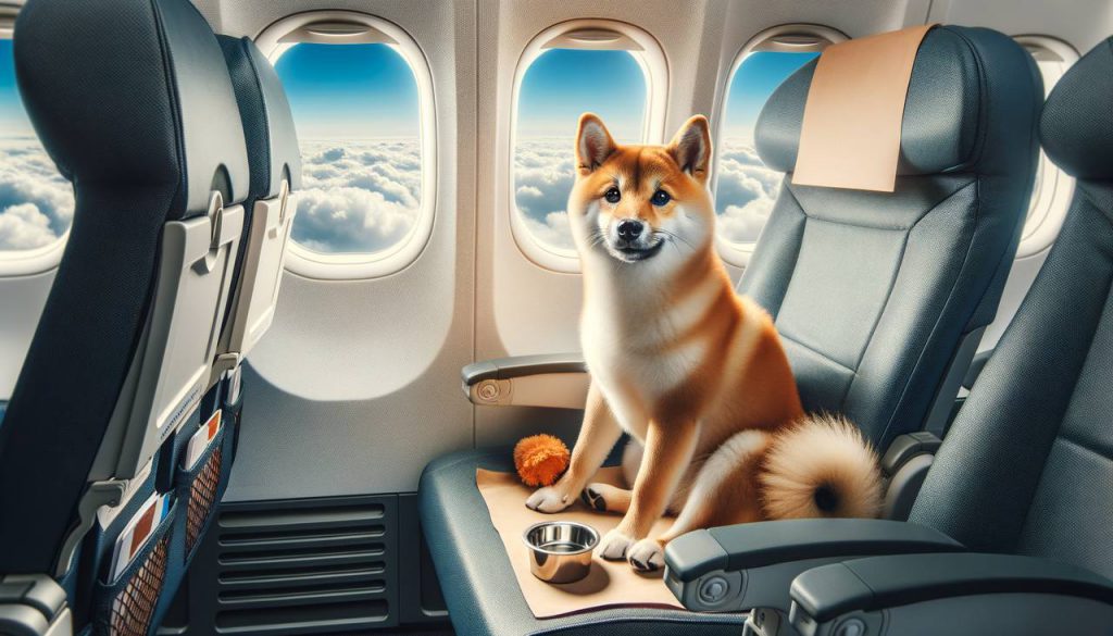 Shiba Inu on an airplane