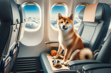 Shiba Inu on an airplane