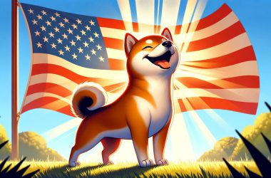 Shiba Inu with an American flag