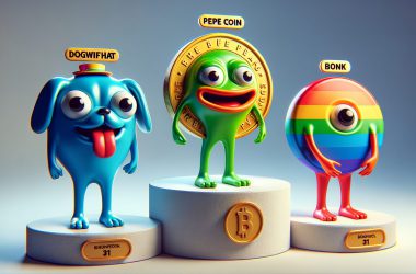 Dogwifhat (WIF), Pepe Coin (PEPE), and BONK on podium