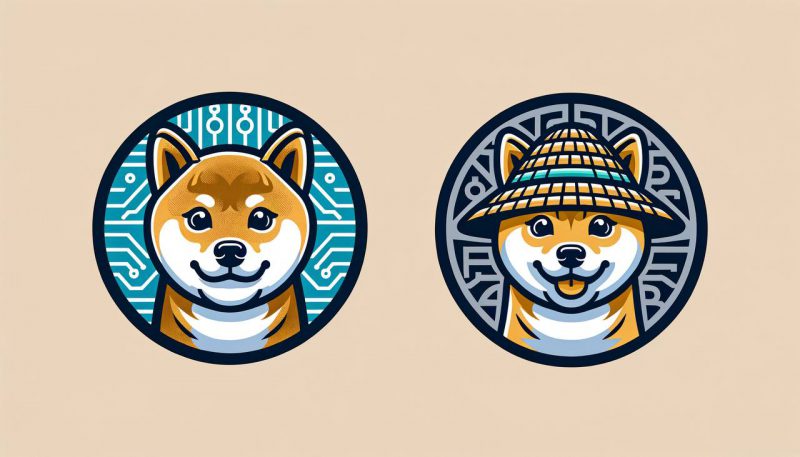 Dogecoin and WIF logos