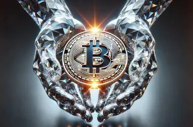 Bitcoin coin being held