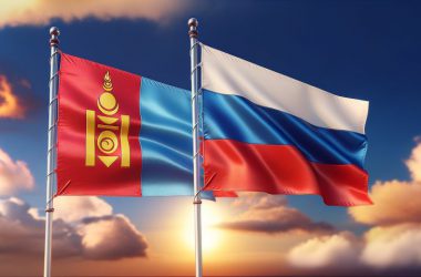 Russia and Mongolia Flag