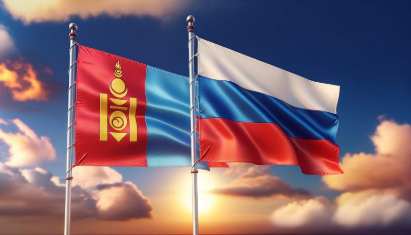 Russia and Mongolia Flag