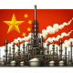 Oil factory with china's flag in the background