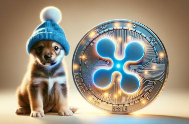 Ripple XRP next to a dog with beanie