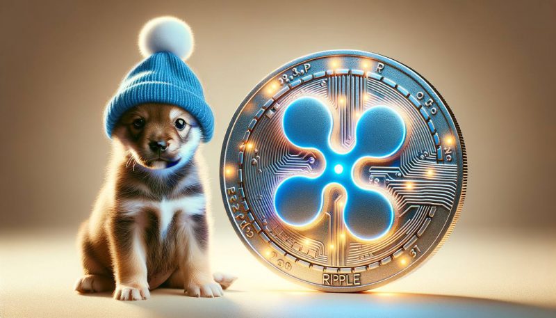 Ripple XRP next to a dog with beanie