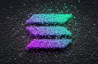 Solana logo made out of particles