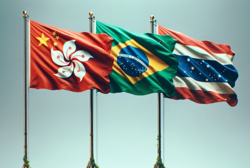 hong kong brazil thailand flags