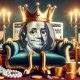 US Dollar portrayed as happy surrounded by a lot of wealthy objects