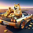 Dogecoin driving a porsche