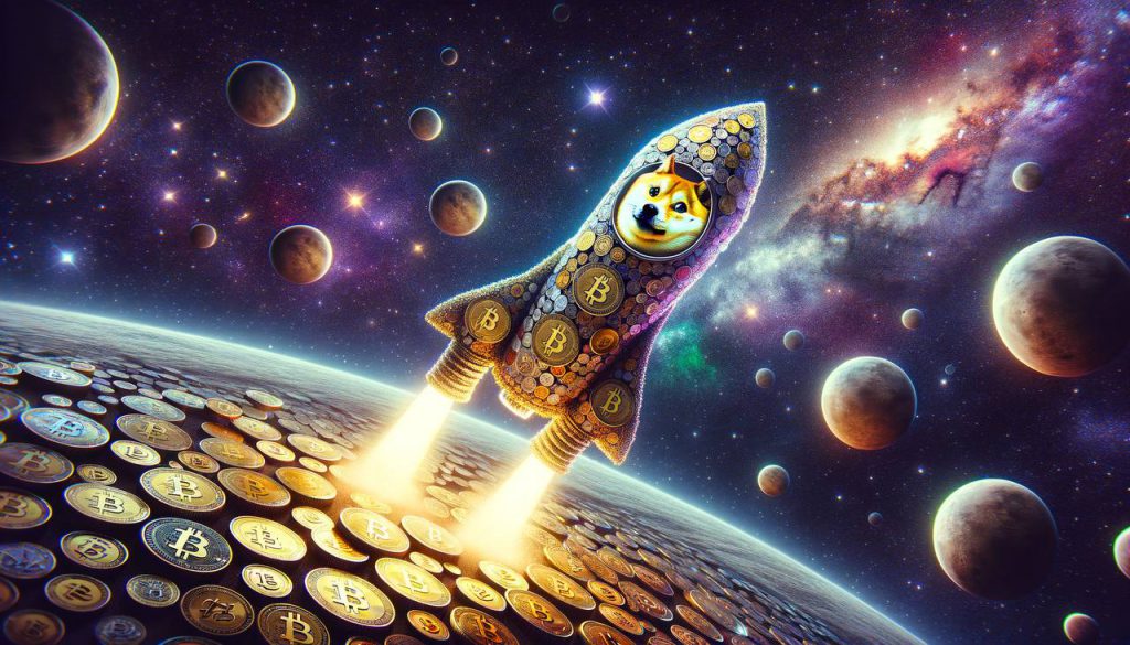 dogecoin on a rocket