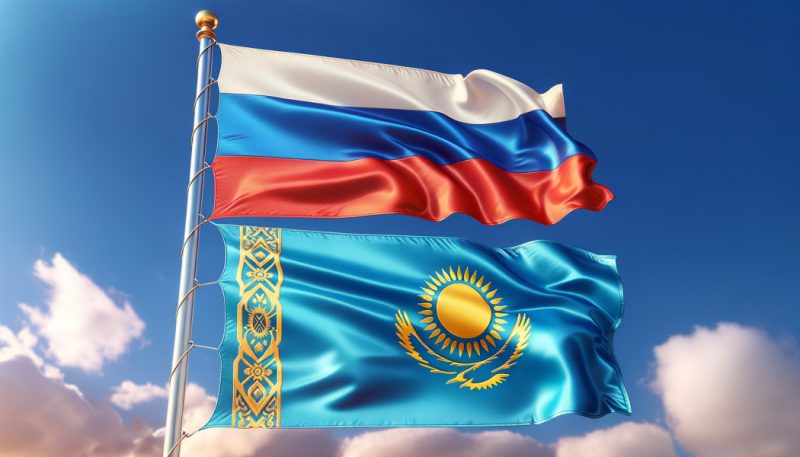 russia Kazakhstan flags