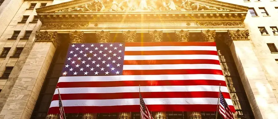 US banks flag stock market wall street