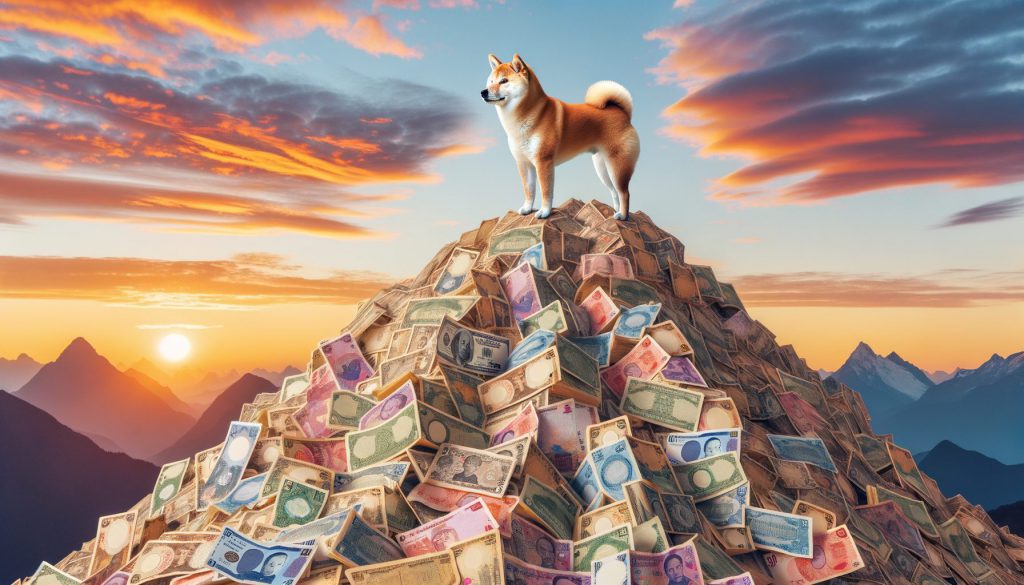 Shiba inu on Mountain top