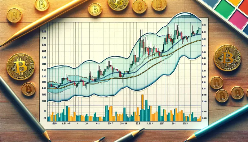Bollinger bands chart on desk with BTC