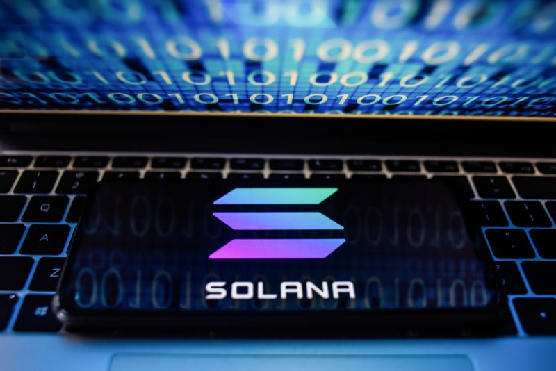 Solana logo on laptop