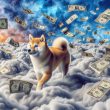 Shiba Inu Walkin On Clounds Made Of Money