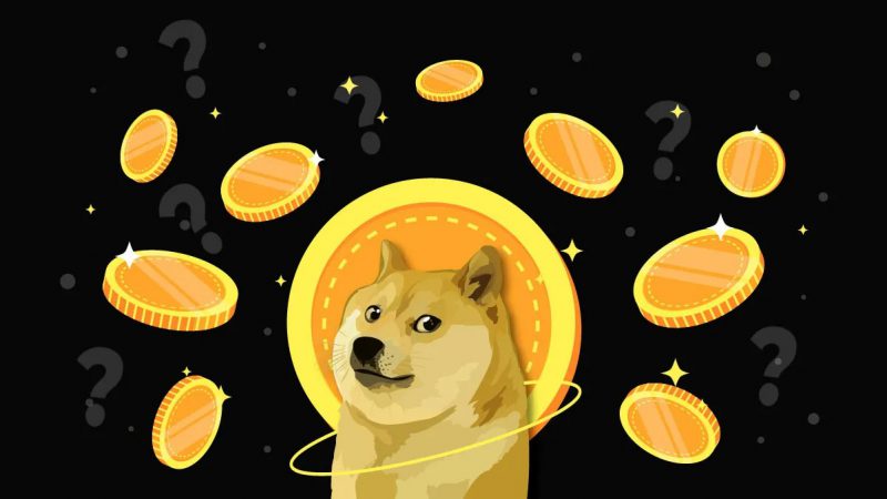 Dogecoin dog with crypto elements