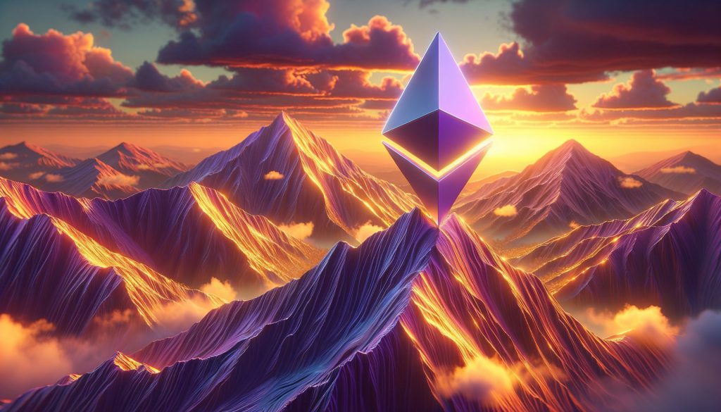 EtherUEM symbol on top of a mountain