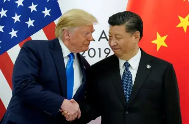 Trump and China's Xi shaking hands