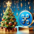 logo of Ripple XRP near a christmas tree.