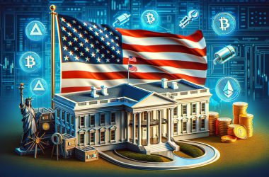 U.S. White House with crypto symbols