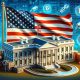 U.S. White House with crypto symbols