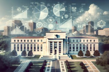 Federal Reserve Building with crypto elements