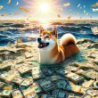 Shiba Inu swimming in money